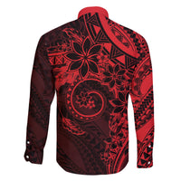 Polynesian Sunset Plumeria Family Matching Long Sleeve Bodycon Dress and Hawaiian Shirt Red Polynesian Tattoo