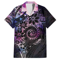 Polynesian Sunset Plumeria Family Matching Puletasi and Hawaiian Shirt Galaxy Polynesian Tattoo LT05 Dad's Shirt - Short Sleeve Galaxy - Polynesian Pride