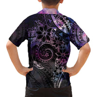 Polynesian Sunset Plumeria Family Matching Short Sleeve Bodycon Dress and Hawaiian Shirt Galaxy Polynesian Tattoo
