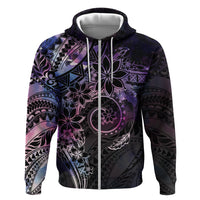 Polynesian Sunset Plumeria Zip Hoodie Galaxy Polynesian Tattoo