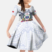 Samoa Independence Day Family Matching Tank Maxi Dress and Hawaiian Shirt Samoa United For A New Beginning LT05 Daughter's Dress White - Polynesian Pride