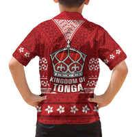 Tonga King Tupou VI Day Family Matching Off The Shoulder Long Sleeve Dress and Hawaiian Shirt Traditional Tongan Kupesi Pattern