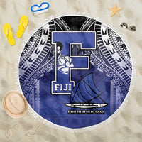 Fiji Drua Beach Blanket Fijian Tapa Pattern LT05 One Size 150cm Blue - Polynesian Pride