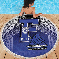 Fiji Drua Beach Blanket Fijian Tapa Pattern LT05 - Polynesian Pride
