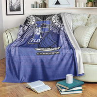 Fiji Drua Blanket Fijian Tapa Pattern LT05 Blue - Polynesian Pride