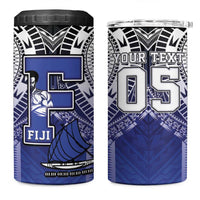 Custom Fiji Drua 4 in 1 Can Cooler Tumbler Fijian Tapa Pattern LT05 One Size: 16 oz Blue - Polynesian Pride