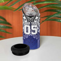 Custom Fiji Drua 4 in 1 Can Cooler Tumbler Fijian Tapa Pattern LT05 - Polynesian Pride