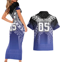 Custom Fiji Drua Couples Matching Short Sleeve Bodycon Dress and Hawaiian Shirt Fijian Tapa Pattern