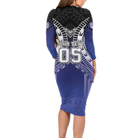 Custom Fiji Drua Family Matching Long Sleeve Bodycon Dress and Hawaiian Shirt Fijian Tapa Pattern