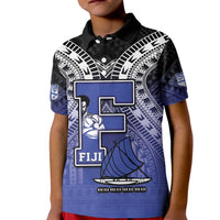 Custom Fiji Drua Kid Polo Shirt Fijian Tapa Pattern