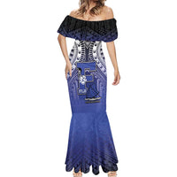 Custom Fiji Drua Mermaid Dress Fijian Tapa Pattern