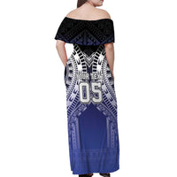 Custom Fiji Drua Off Shoulder Maxi Dress Fijian Tapa Pattern