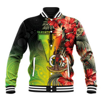 Aboriginal Dot Art Vanuatu Personalised Baseball Jacket Tropical Flowers