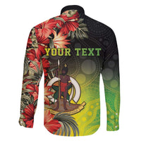 Aboriginal Dot Art Vanuatu Personalised Family Matching Off Shoulder Maxi Dress and Hawaiian Shirt Tropical Flowers