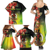 Aboriginal Dot Art Vanuatu Personalised Family Matching Summer Maxi Dress and Hawaiian Shirt Tropical Flowers
