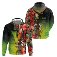 Aboriginal Dot Art Vanuatu Personalised Hoodie Tropical Flowers