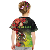 Aboriginal Dot Art Vanuatu Personalised Kid T Shirt Tropical Flowers