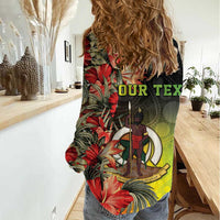 Aboriginal Dot Art Vanuatu Personalised Women Casual Shirt Tropical Flowers LT05 - Polynesian Pride