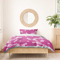 Hawaii Monstera Deliciosa Bedding Set Pink Plumeria Polynesian Pattern - Polynesian Pride