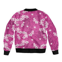 Hawaii Monstera Deliciosa Bomber Jacket Pink Plumeria Polynesian Pattern LT05 - Polynesian Pride