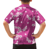 Hawaii Monstera Deliciosa Family Matching Off Shoulder Short Dress and Hawaiian Shirt Pink Plumeria Polynesian Pattern - Polynesian Pride