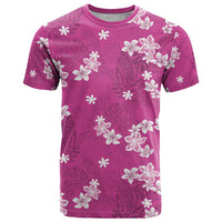 Hawaii Monstera Deliciosa T Shirt Pink Plumeria Polynesian Pattern - Polynesian Pride
