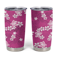 Hawaii Monstera Deliciosa Tumbler Cup Pink Plumeria Polynesian Pattern - Polynesian Pride