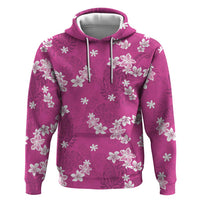 Hawaii Monstera Deliciosa Zip Hoodie Pink Plumeria Polynesian Pattern - Polynesian Pride