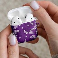 Hawaii Monstera Deliciosa AirPods Case Purple Plumeria Polynesian Pattern - Polynesian Pride