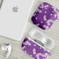 Hawaii Monstera Deliciosa AirPods Case Purple Plumeria Polynesian Pattern - Polynesian Pride