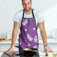 Hawaii Monstera Deliciosa Apron Purple Plumeria Polynesian Pattern - Polynesian Pride