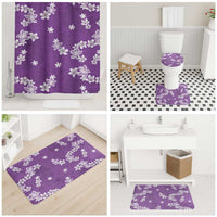 Hawaii Monstera Deliciosa Bathroom Set Purple Plumeria Polynesian Pattern - Polynesian Pride