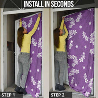 Hawaii Monstera Deliciosa Door Cover Purple Plumeria Polynesian Pattern - Polynesian Pride