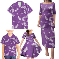 Hawaii Monstera Deliciosa Family Matching Puletasi and Hawaiian Shirt Purple Plumeria Polynesian Pattern LT05 - Polynesian Pride