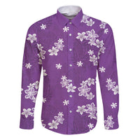Hawaii Monstera Deliciosa Family Matching Puletasi and Hawaiian Shirt Purple Plumeria Polynesian Pattern LT05 Dad's Shirt - Long Sleeve Purple - Polynesian Pride