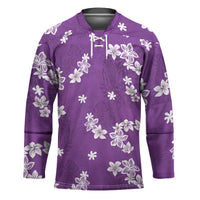 Hawaii Monstera Deliciosa Hockey Jersey Purple Plumeria Polynesian Pattern LT05 Unisex Purple - Polynesian Pride