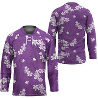 Hawaii Monstera Deliciosa Hockey Jersey Purple Plumeria Polynesian Pattern LT05 - Polynesian Pride