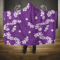 Hawaii Monstera Deliciosa Hooded Blanket Purple Plumeria Polynesian Pattern - Polynesian Pride