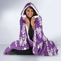 Hawaii Monstera Deliciosa Hooded Blanket Purple Plumeria Polynesian Pattern - Polynesian Pride