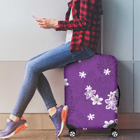 Hawaii Monstera Deliciosa Luggage Cover Purple Plumeria Polynesian Pattern - Polynesian Pride