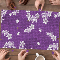 Hawaii Monstera Deliciosa Puzzle Purple Plumeria Polynesian Pattern - Polynesian Pride