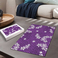 Hawaii Monstera Deliciosa Puzzle Purple Plumeria Polynesian Pattern - Polynesian Pride