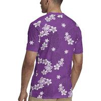 Hawaii Monstera Deliciosa Rugby Jersey Purple Plumeria Polynesian Pattern - Polynesian Pride
