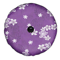 Hawaii Monstera Deliciosa Spare Tire Cover Purple Plumeria Polynesian Pattern - Polynesian Pride