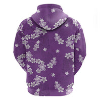 Hawaii Monstera Deliciosa Zip Hoodie Purple Plumeria Polynesian Pattern - Polynesian Pride