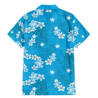 Hawaii Monstera Deliciosa Family Matching Mermaid Dress and Hawaiian Shirt Blue Plumeria Polynesian Pattern - Polynesian Pride