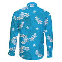 Hawaii Monstera Deliciosa Family Matching Summer Maxi Dress and Hawaiian Shirt Blue Plumeria Polynesian Pattern - Polynesian Pride