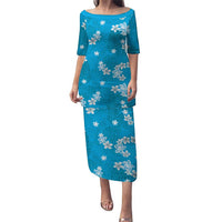 Hawaii Monstera Deliciosa Puletasi Blue Plumeria Polynesian Pattern - Polynesian Pride