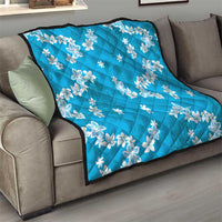 Hawaii Monstera Deliciosa Quilt Blue Plumeria Polynesian Pattern - Polynesian Pride