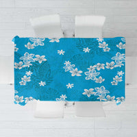 Hawaii Monstera Deliciosa Tablecloth Blue Plumeria Polynesian Pattern - Polynesian Pride